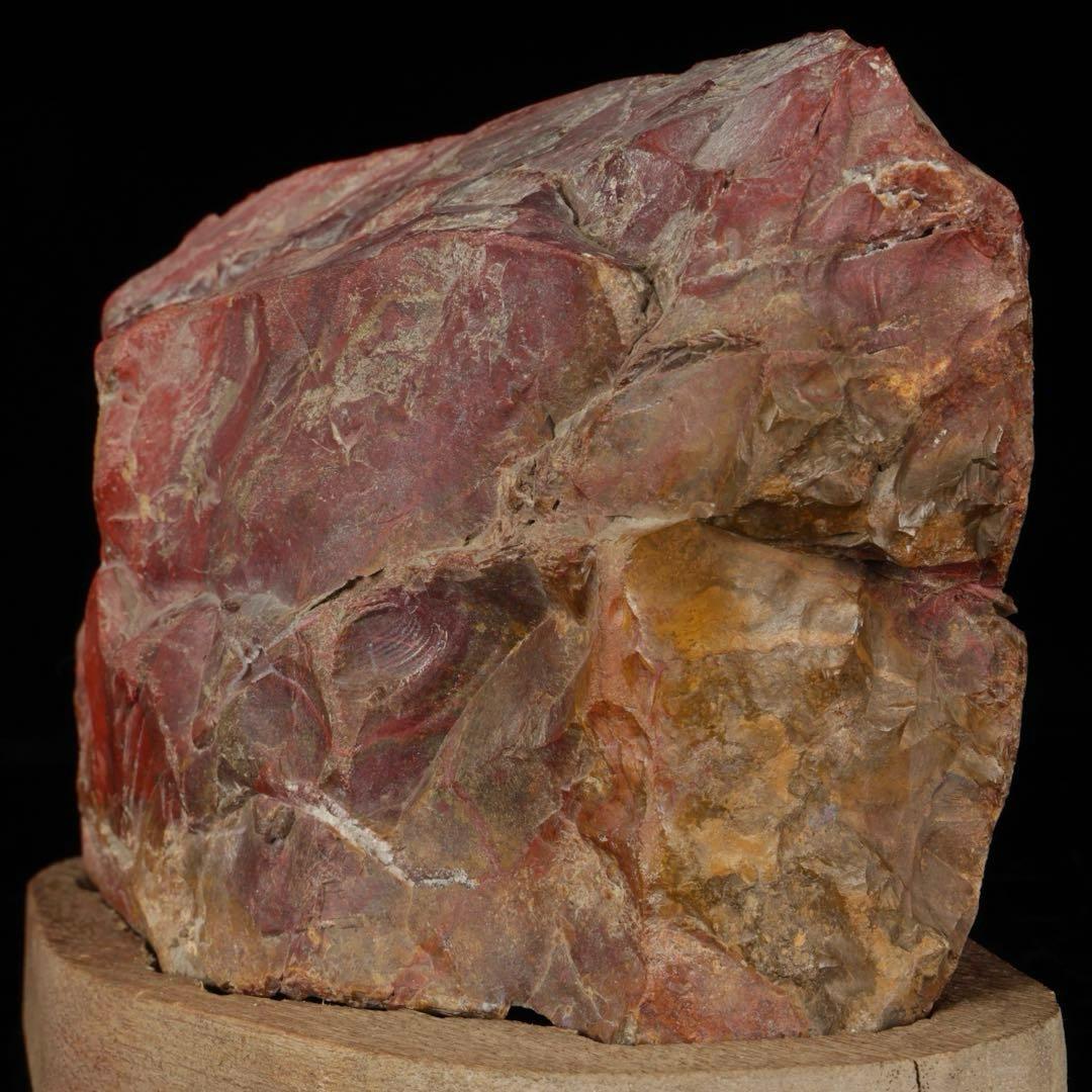 佐渡 赤玉石 黄色 赤石 ジャスパ一 台座付 2kg 水石 盆石 鑑賞石 天然石