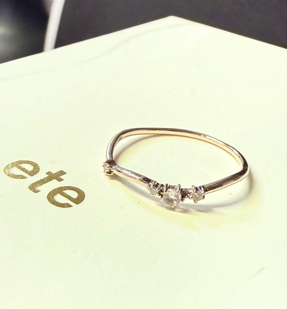 ■完売品■【ete】K10MPG ローズクォーツ/ダイヤモンド リング