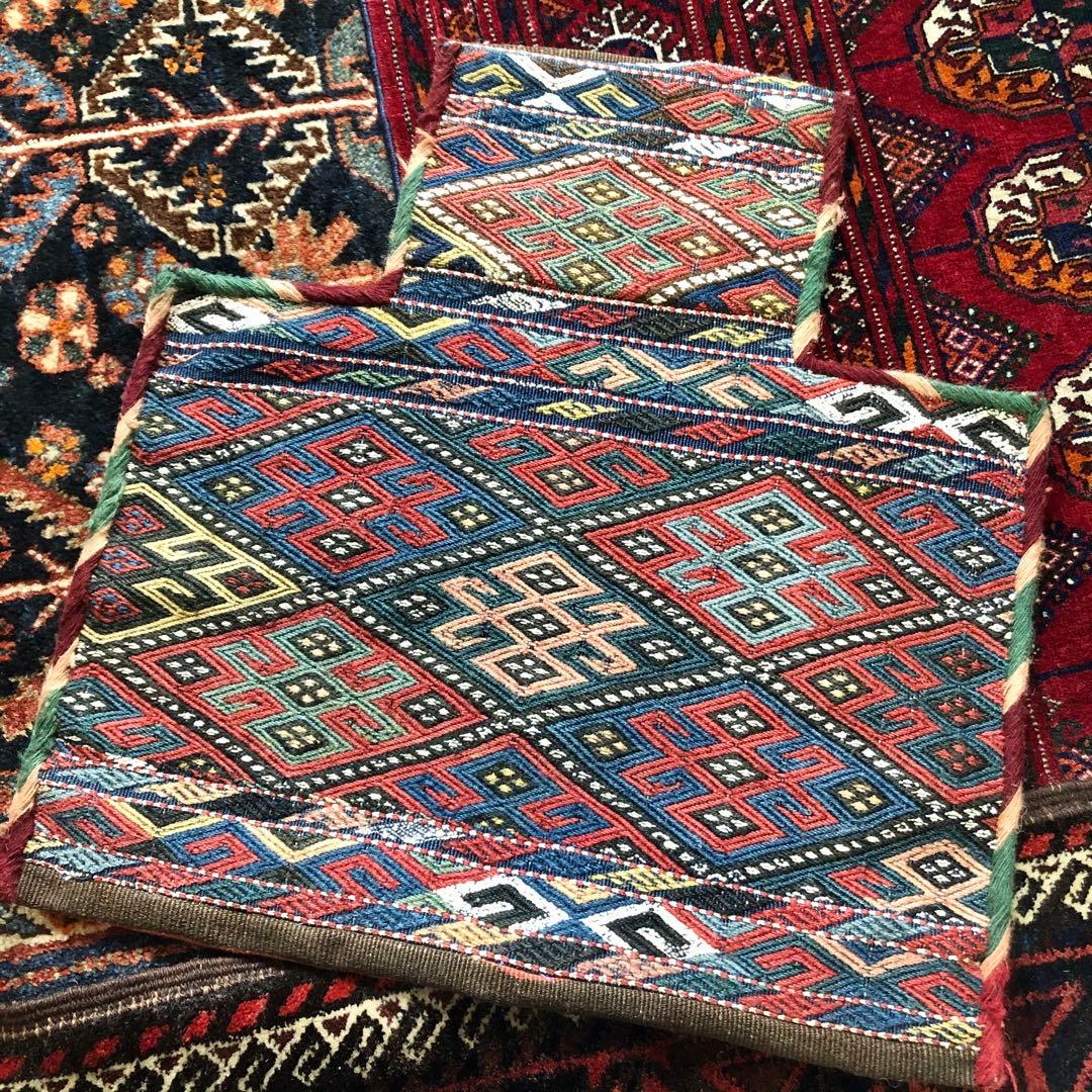 アンティーク/オールド? 塩袋 キリム&ジジム? 手織り トライバルラグ