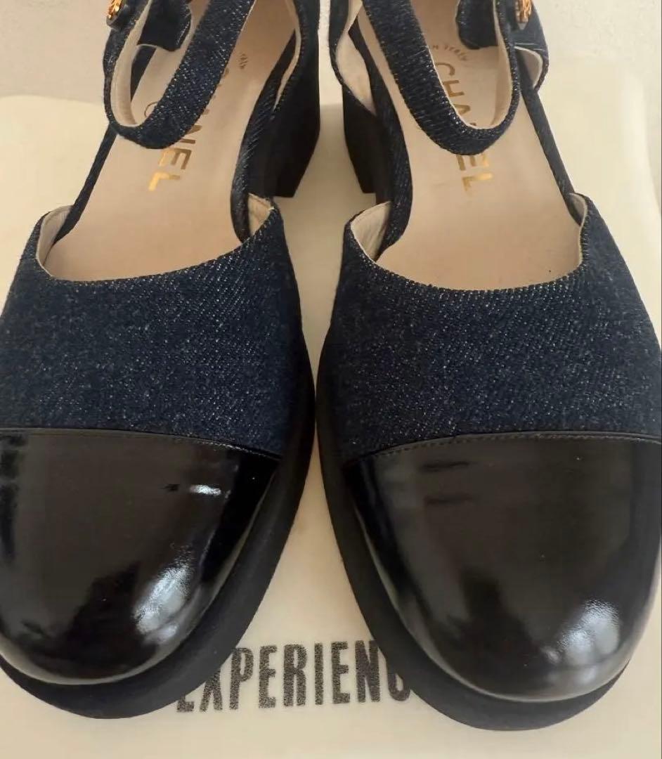 デニム×レザー　ココマークパンプス」