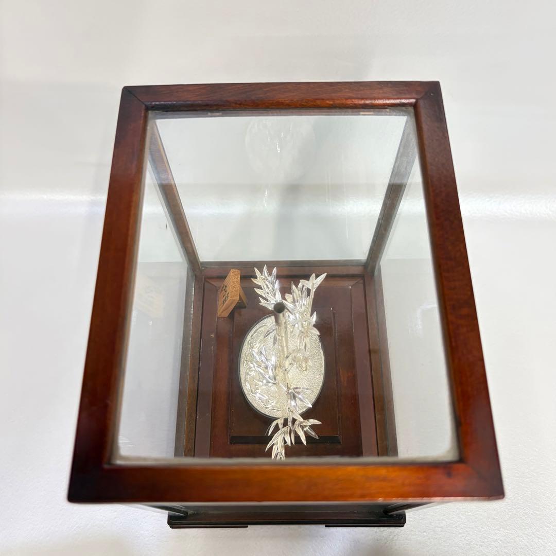 光則作銀製竹　洋銀製純銀仕上げ 竹の置物 開運 純銀製　竹　光則作