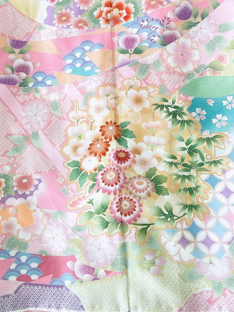 新品即納♥式部浪漫　四つ身着物単品　源氏香に束熨斗　桃色