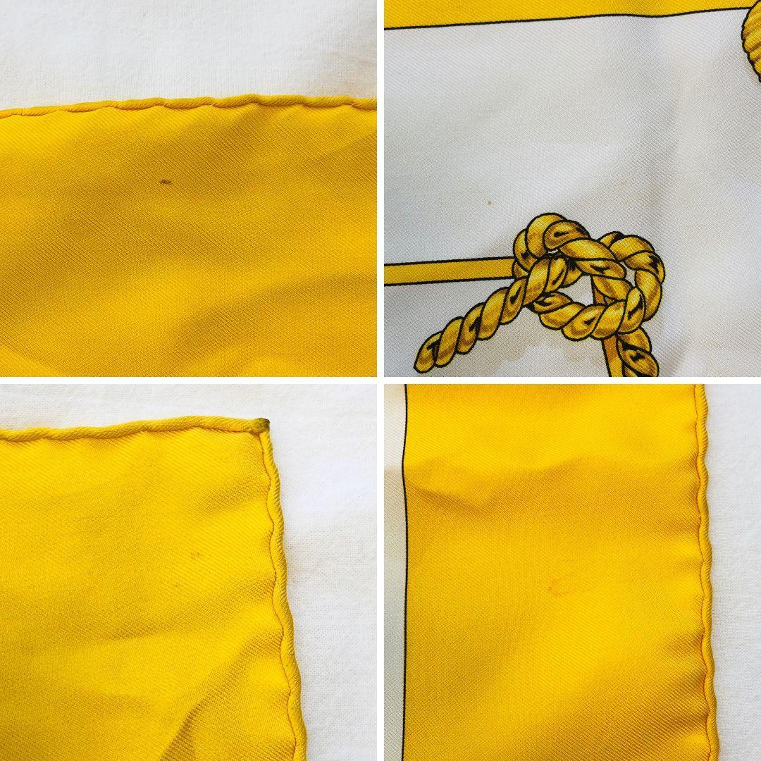 HERMES エルメス カレ90 クリップ Clips イエロー系×ホワイト系