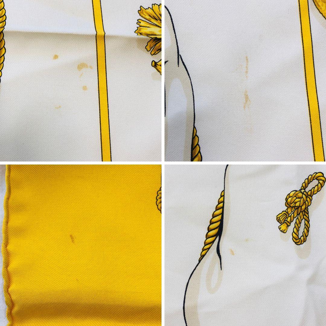 HERMES エルメス カレ90 クリップ Clips イエロー系×ホワイト系