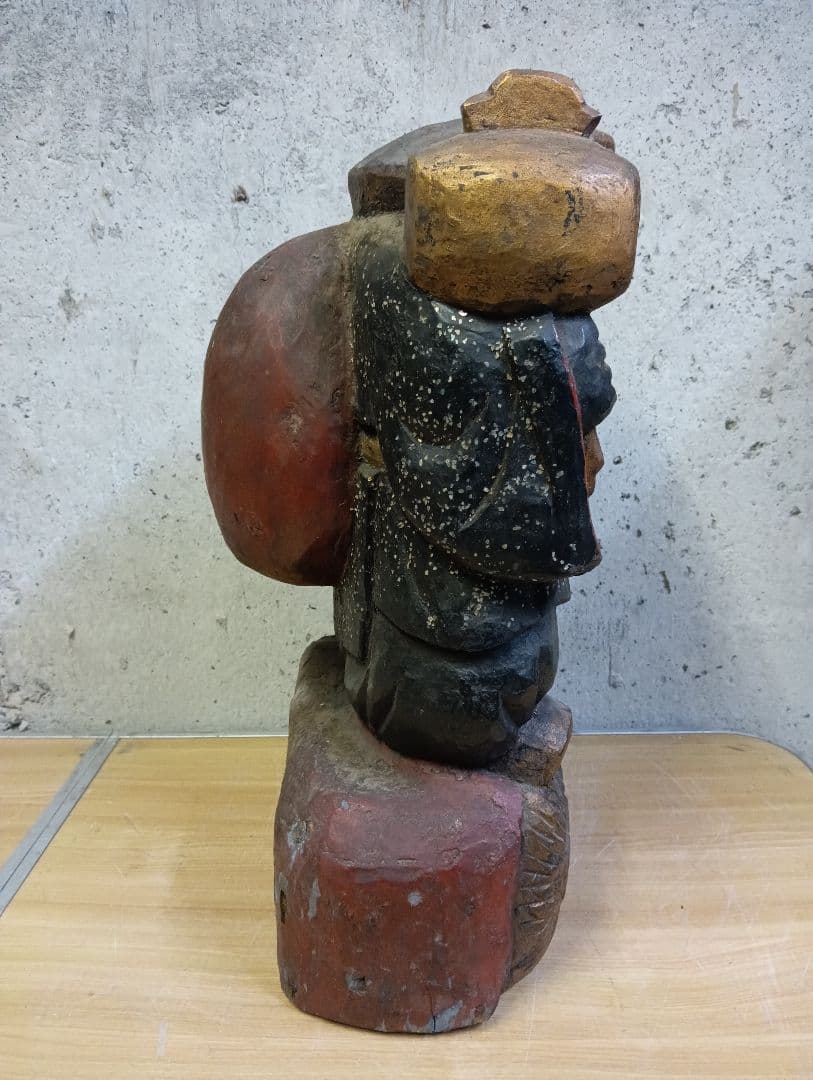 蔵出し 螺鈿細工 木彫 七福神 大黒天 置物 魔除け 厄除け 縁起物