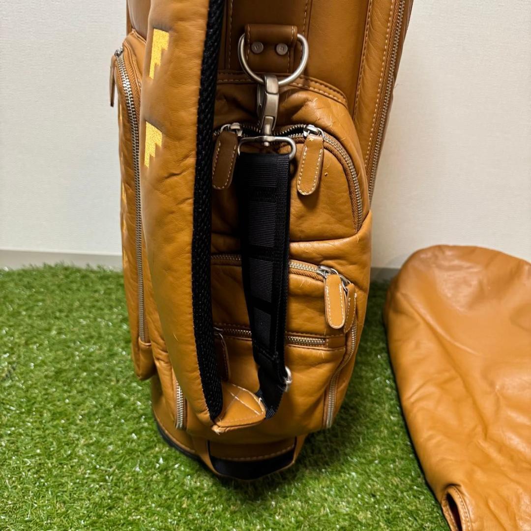 ONOFF オノフ キャディバッグ ゴルフバッグ ソフトタッチ本革調 キャメル色