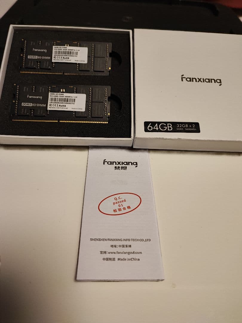 【開封未使用品】fanxiang 64GB DDR5 メモリー