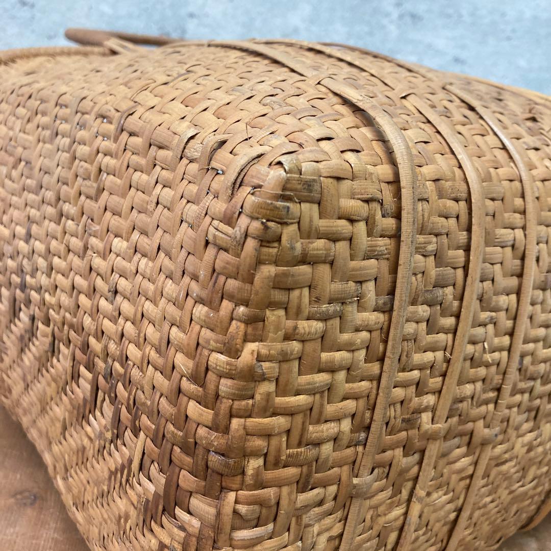 ヴィンテージ 竹かご 籠 カゴ かごバッグ 大きめ 大容量 バッグ バスケット