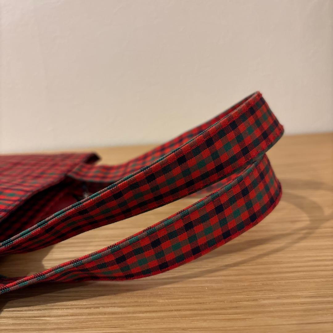 ファミリア　familiar 赤チェックトートバッグ大