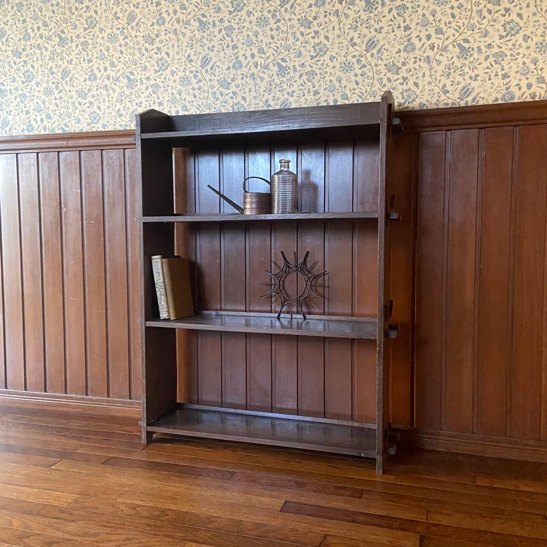 アンティーク　古い本棚　レトロ　楔棚　オープンラック　くさび棚