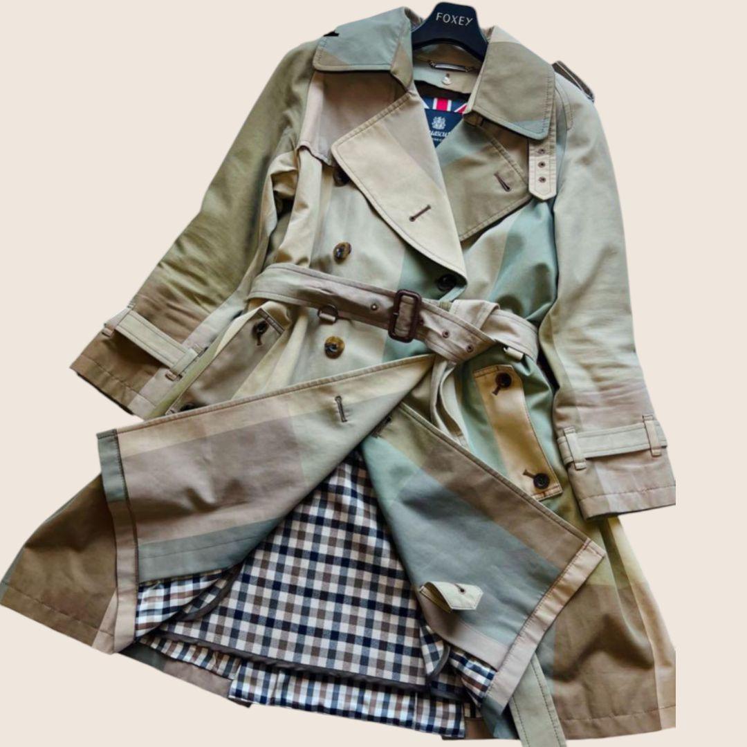 【美品】Aquascutum トレンチコート ウールライナー ベルト S