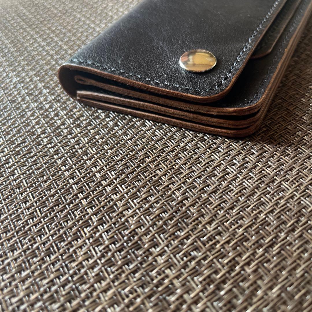 【週末限定価格】MARYAMホースフロントロングトラッカーウォレット茶芯ニッケル