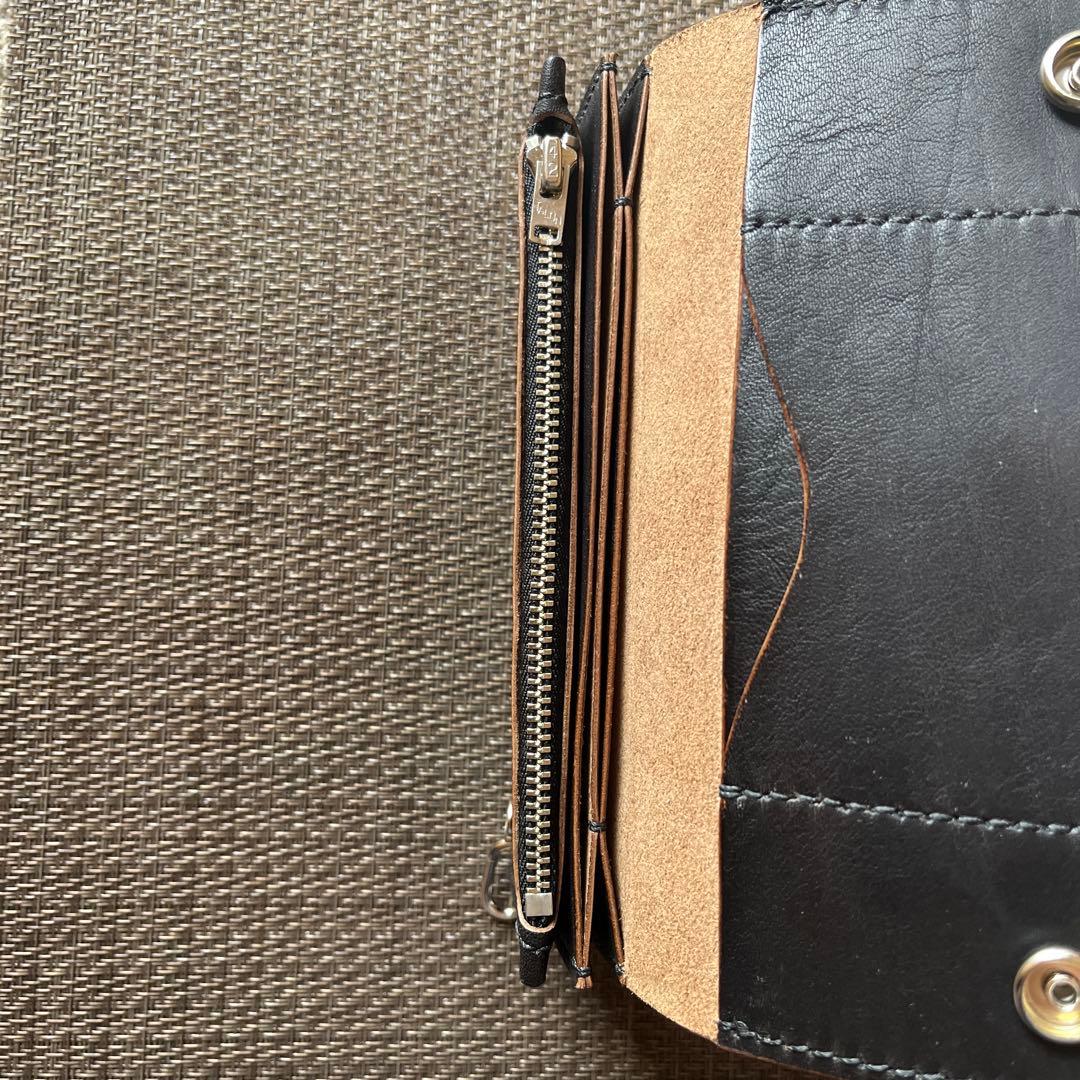 【週末限定価格】MARYAMホースフロントロングトラッカーウォレット茶芯ニッケル