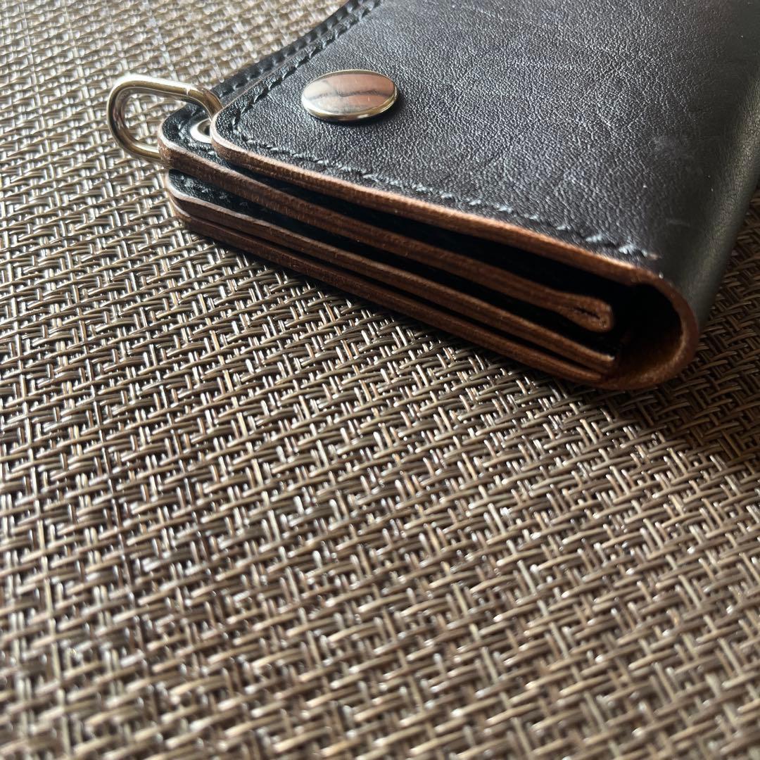 【週末限定価格】MARYAMホースフロントロングトラッカーウォレット茶芯ニッケル