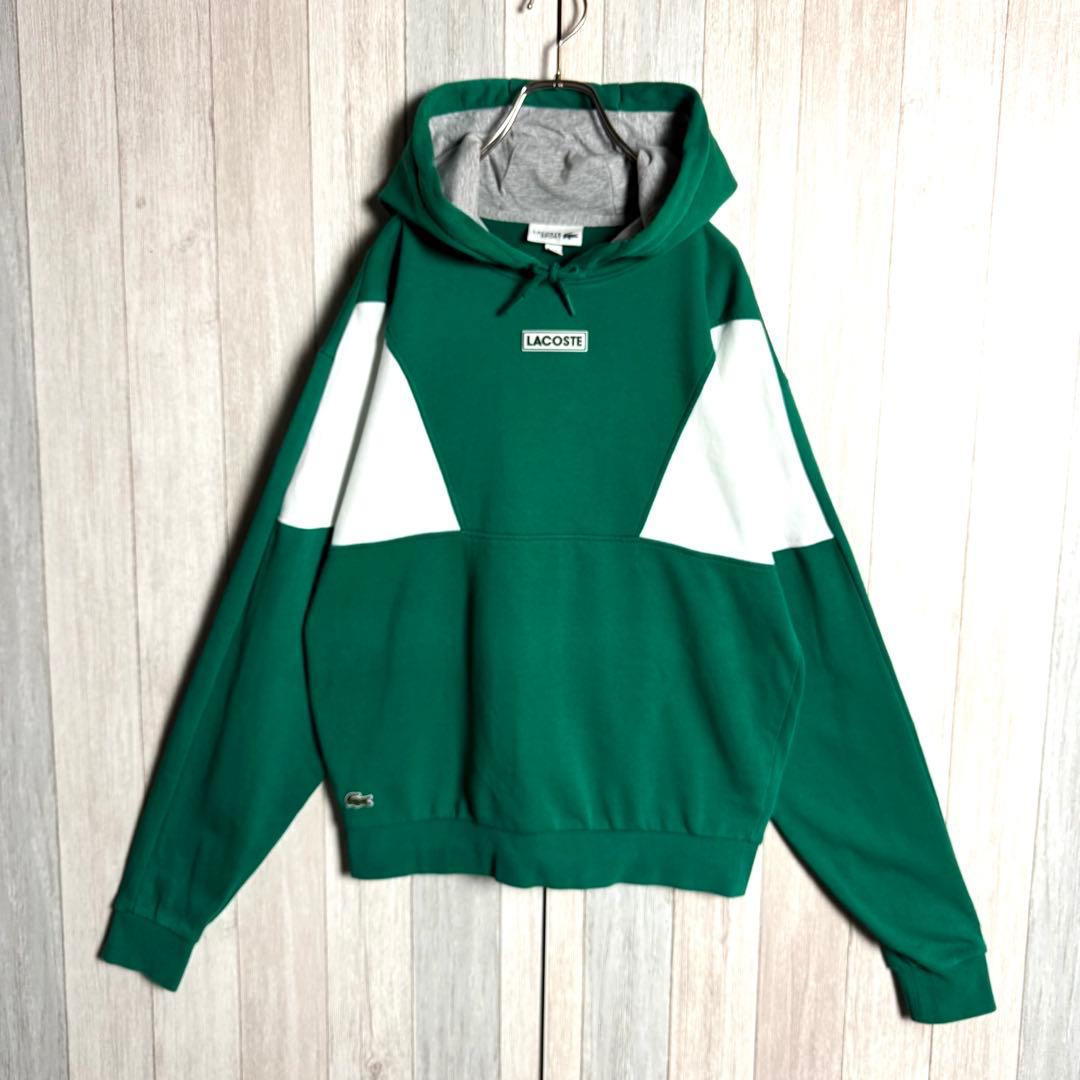 3703【コムドットゆうた着用】ラコステ ラバーセンターロゴ＆刺繍ロゴ パーカー