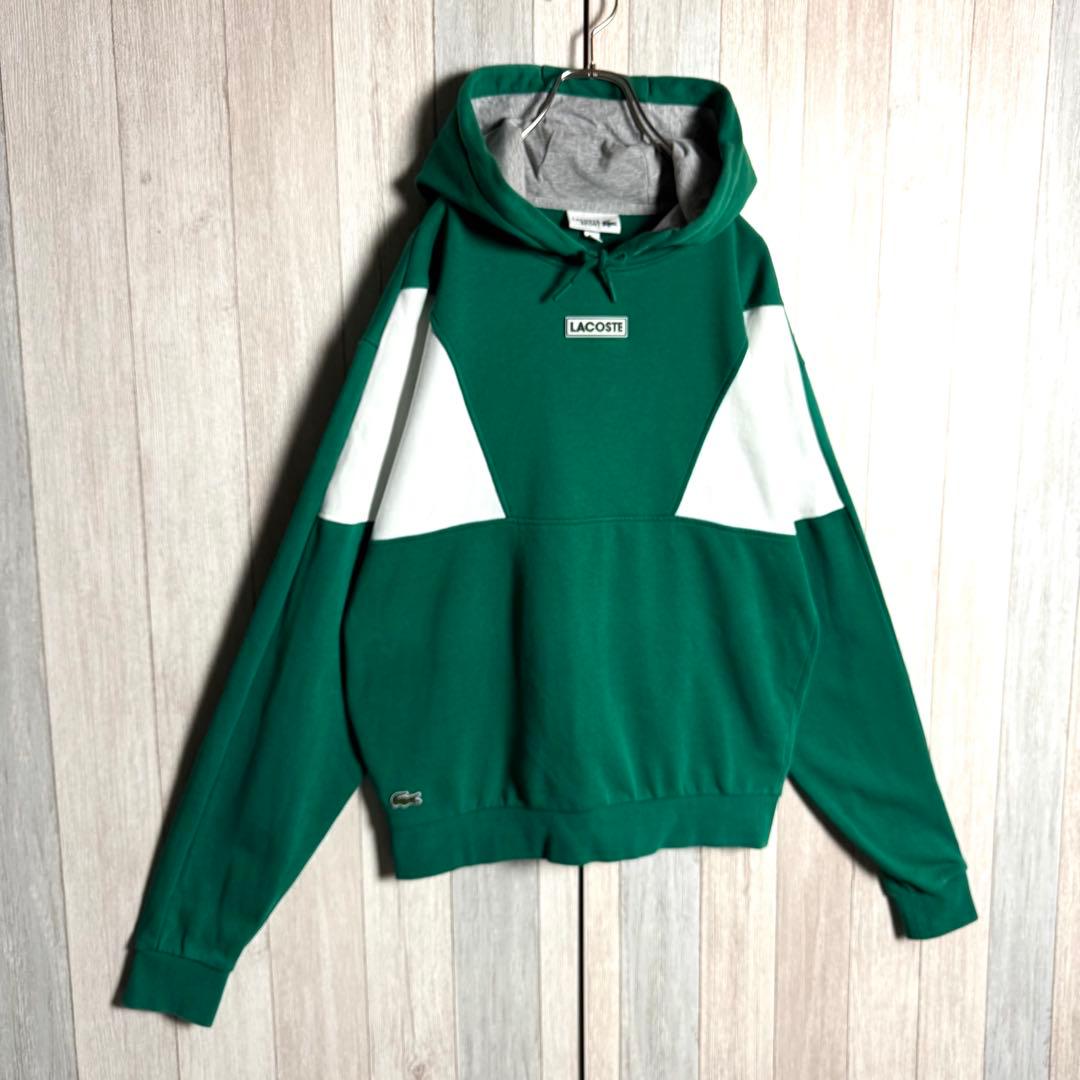 3703【コムドットゆうた着用】ラコステ ラバーセンターロゴ＆刺繍ロゴ パーカー