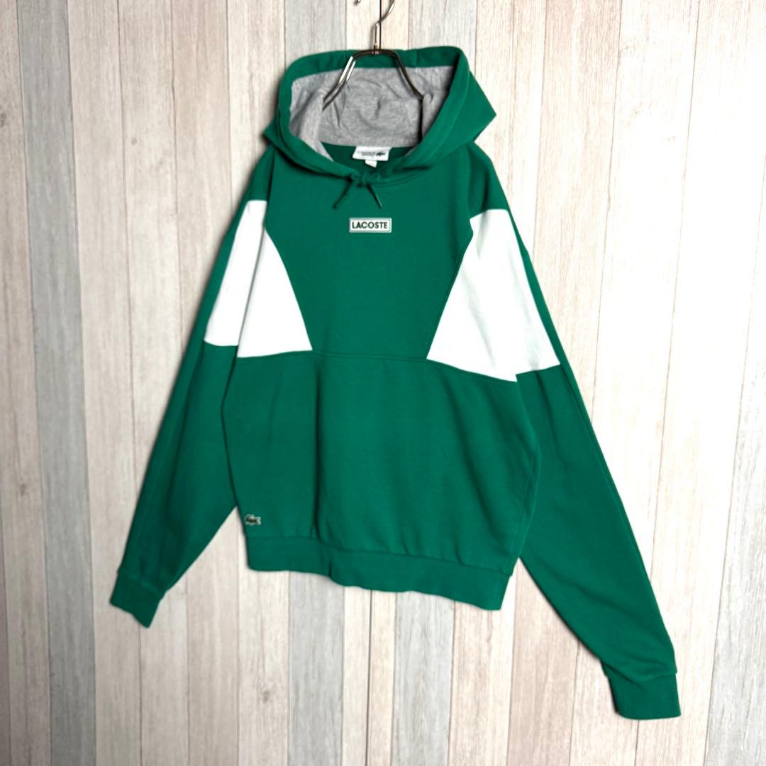 3703【コムドットゆうた着用】ラコステ ラバーセンターロゴ＆刺繍ロゴ パーカー