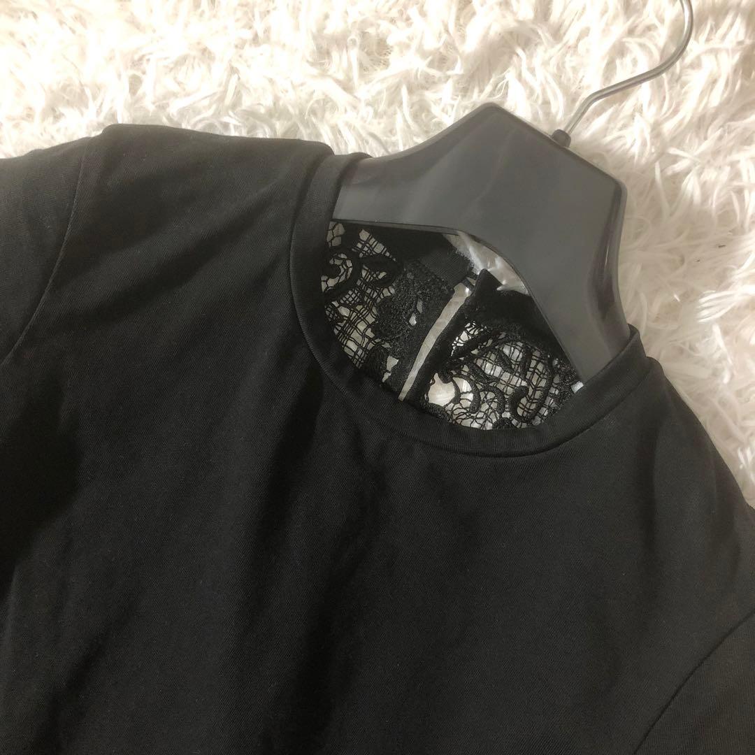 美品 ルルウィルビー 24SS 洗える レースドッキングプルオーバー ブラック