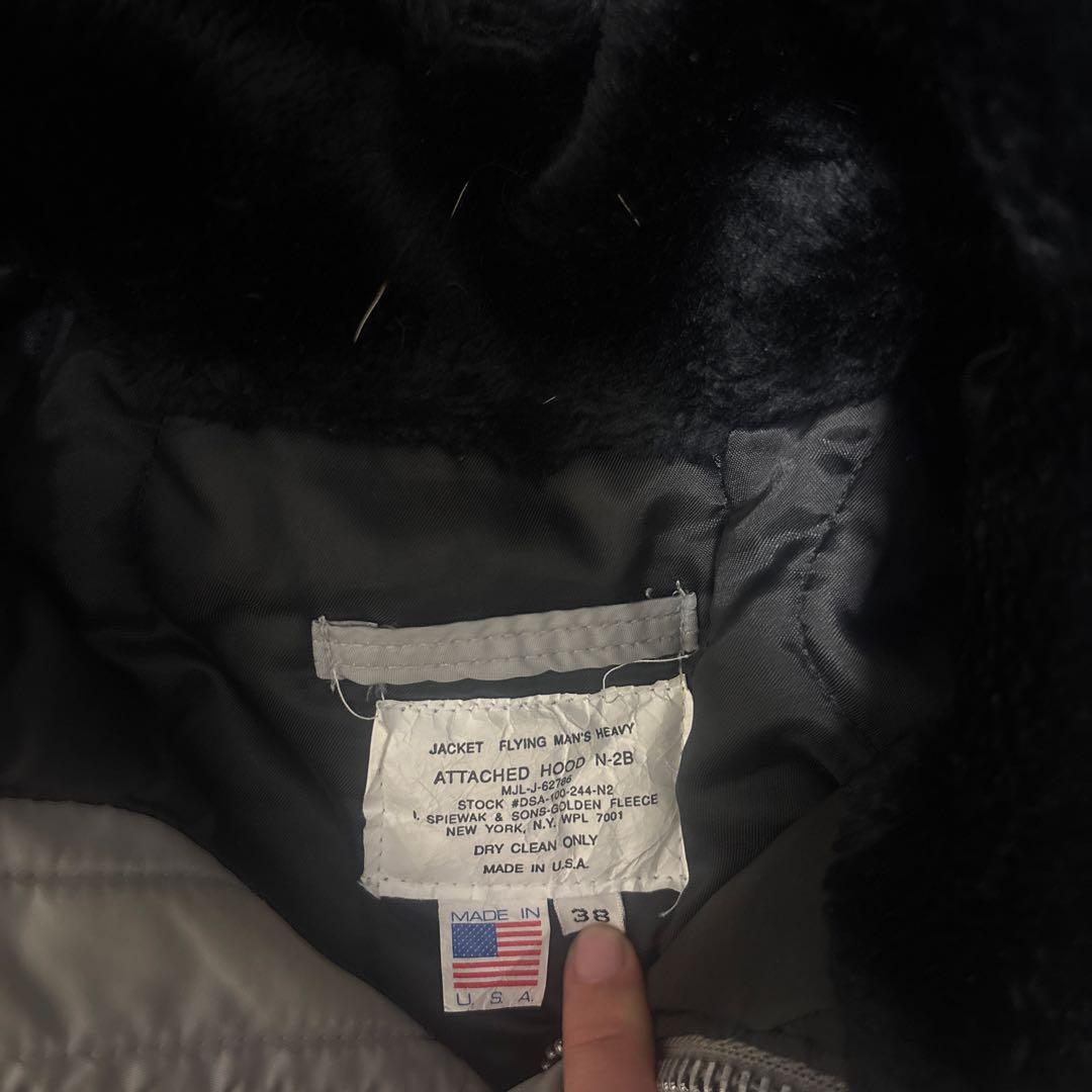 USA製 スピワック N-2B フライトジャケット シルバーグレー　n2b 短丈