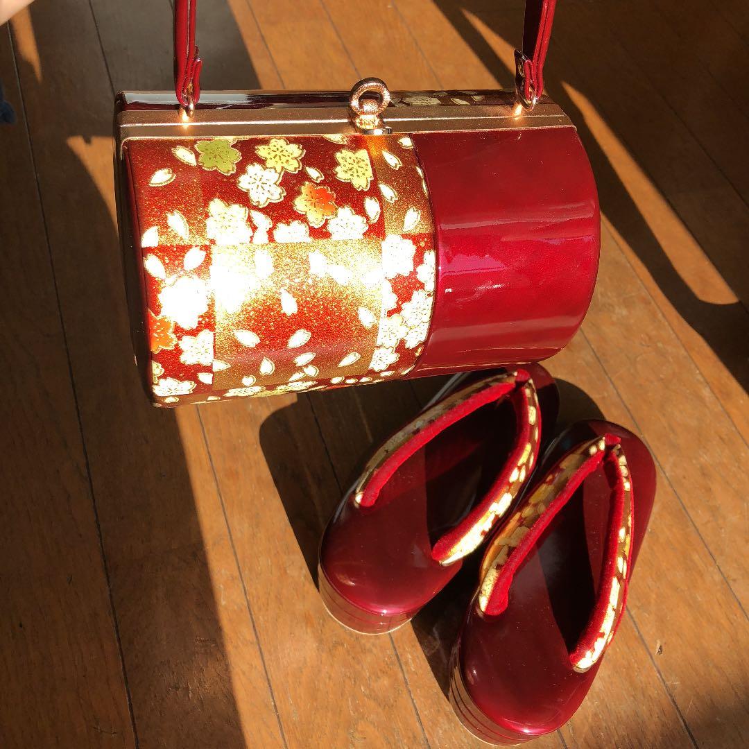 【美品】成人式 下駄 バッグ 髪飾り セット 卒業式 和装
