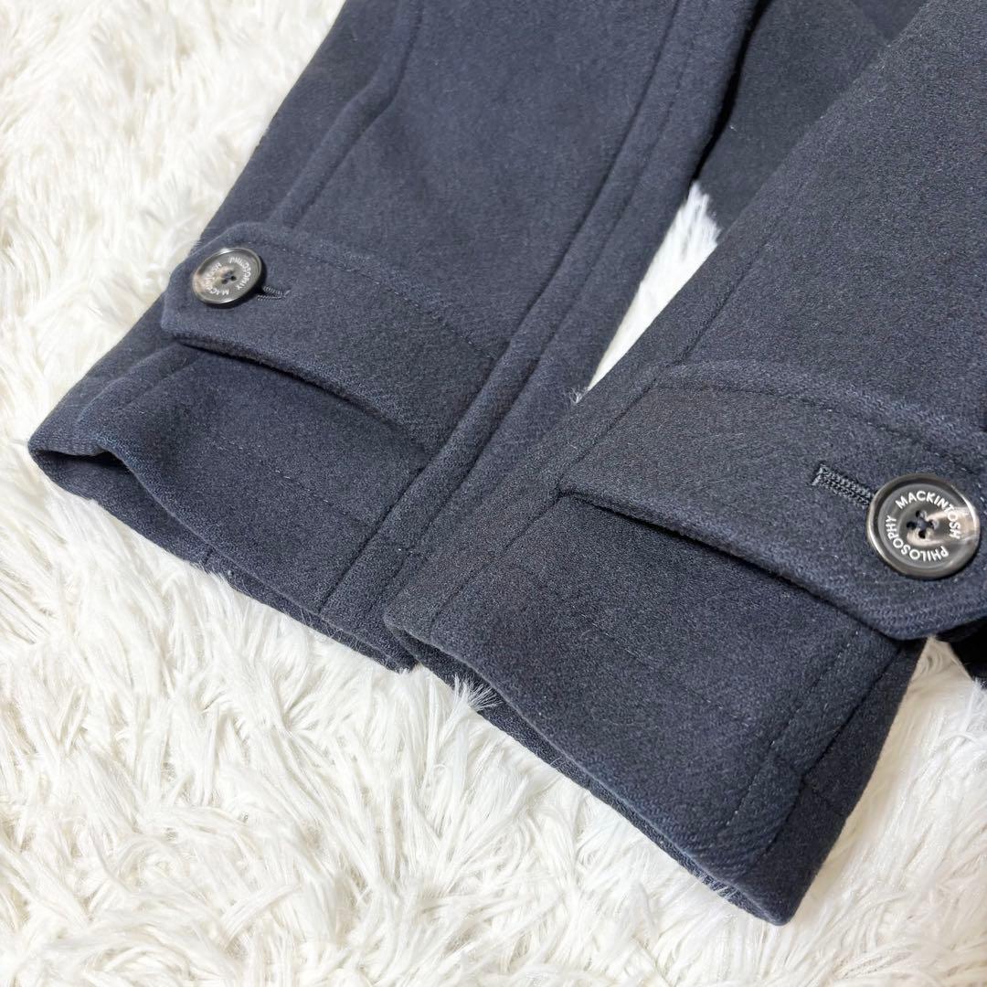 マッキントッシュフィロソフィー ハウスチェック裏地 ロングダッフルコートネイビー