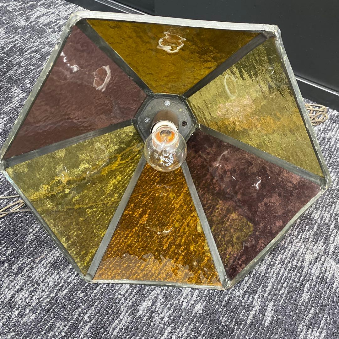 昭和レトロ　ステンドグラス　ペンダントライト　色ガラス　レトロ　ヴィンテージ