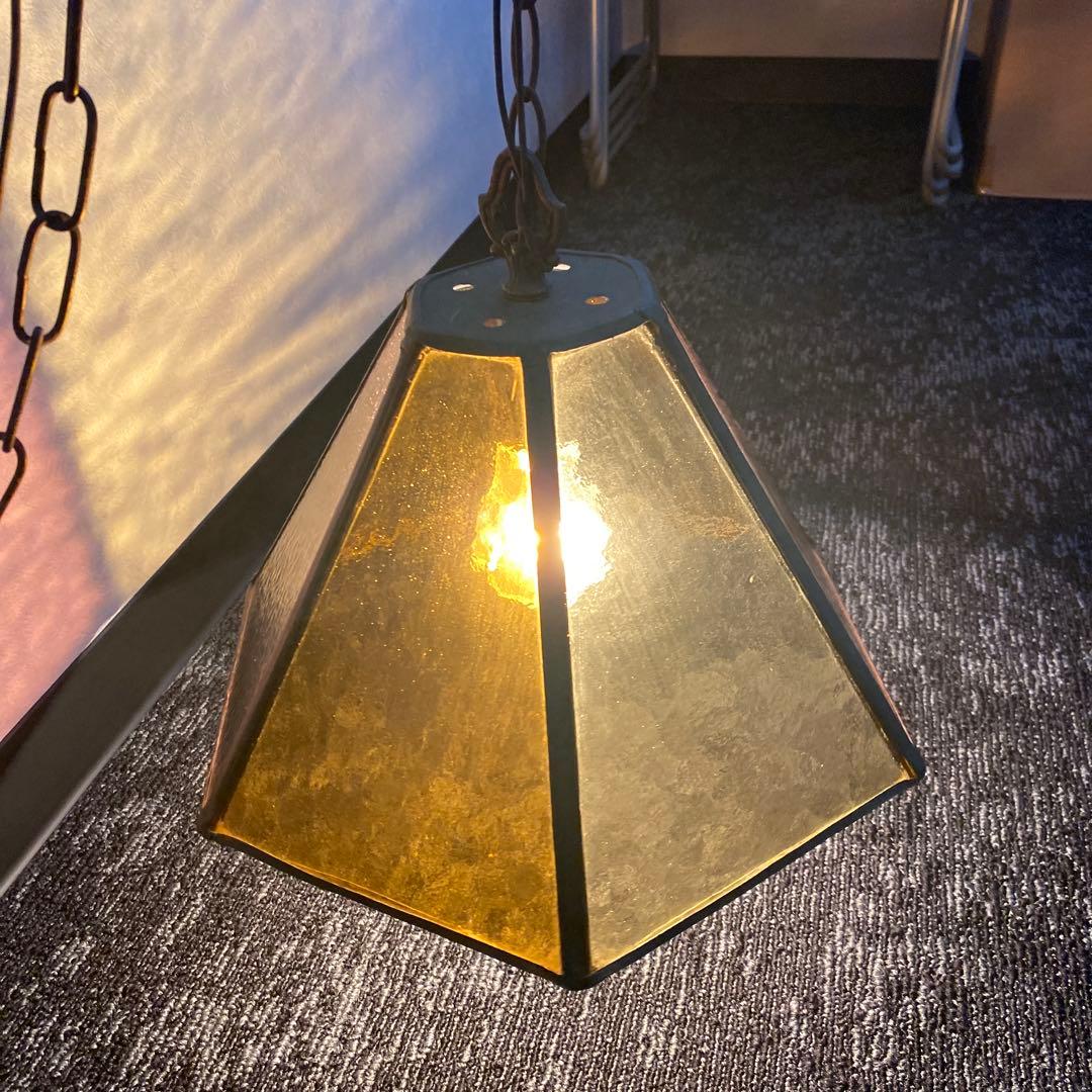 昭和レトロ　ステンドグラス　ペンダントライト　色ガラス　レトロ　ヴィンテージ