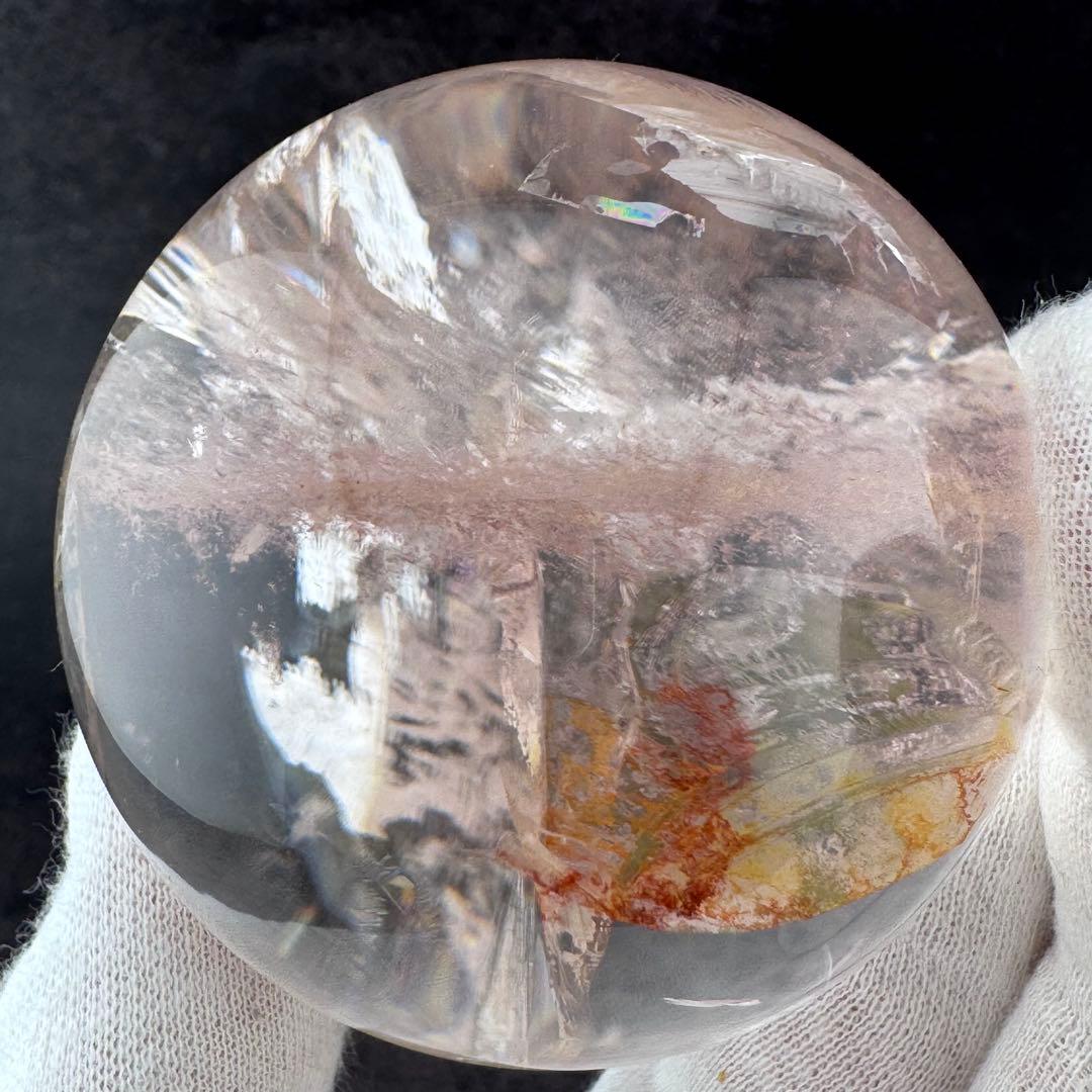 M-44ピンクアゼツライト丸玉　ピンク層状スフィア　ピンククォーツ57.4mm