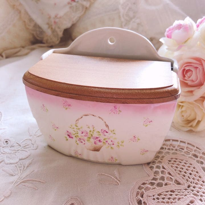 お値下げ♡イマン♡ローズバスケット陶器アルメット缶マニー薔薇フレンチカントリー
