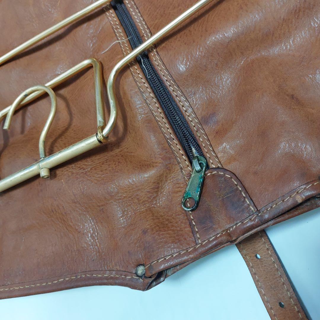 最高級バケッタレザー本革ガーメントバック　衣装ケース茶色ゴールドカラーのハンガー