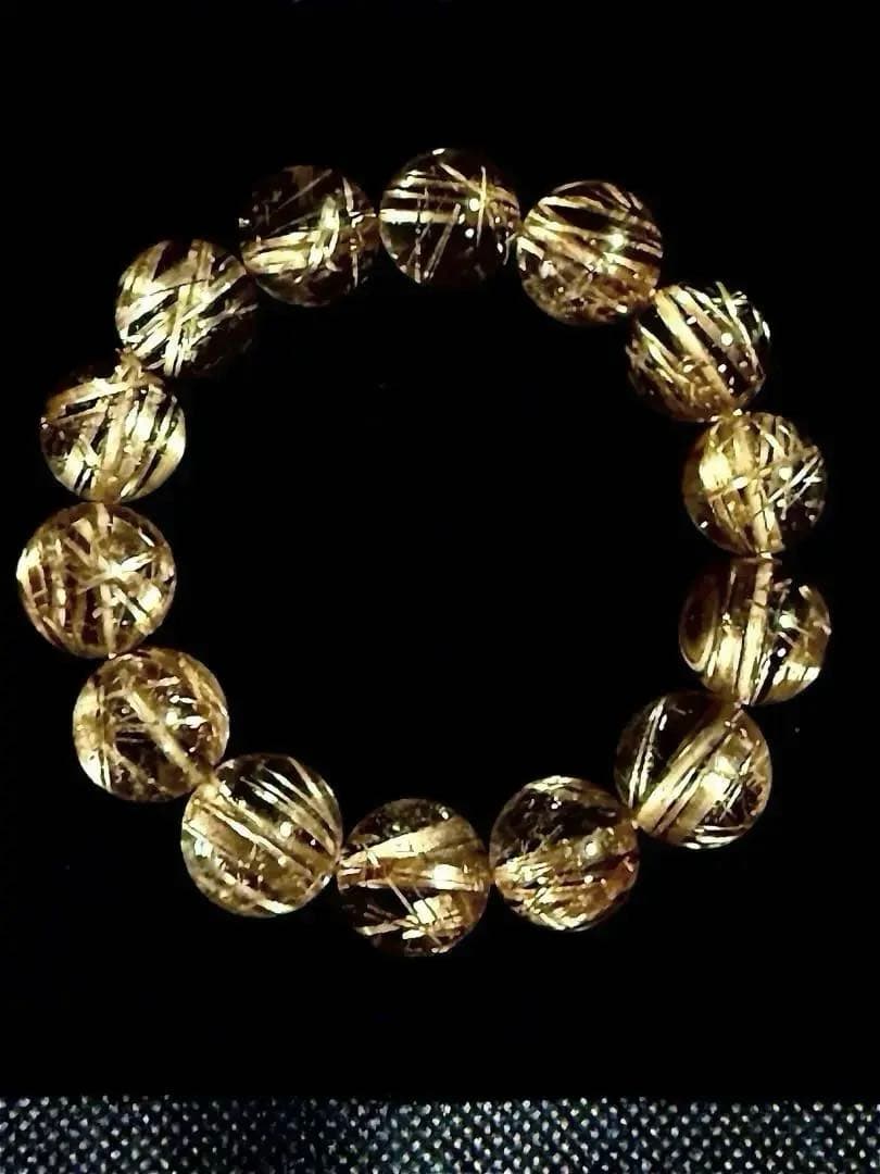 超希少 幸運のタイチンルチルクォーツ ブレスレット 約15mm