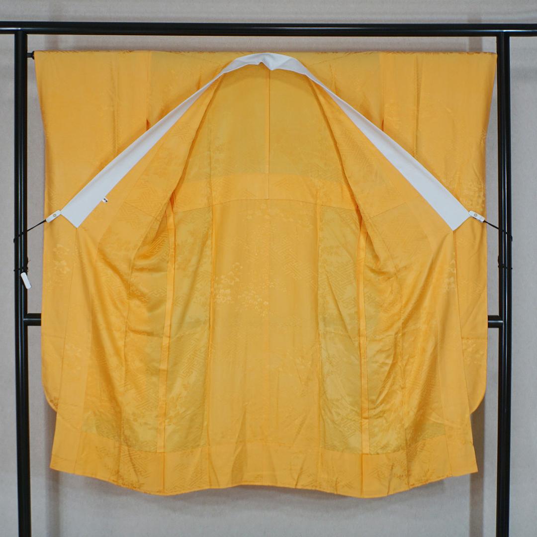 モダンなダークピンク　牡丹　藤　正絹振袖　長襦袢付　160cm　a657