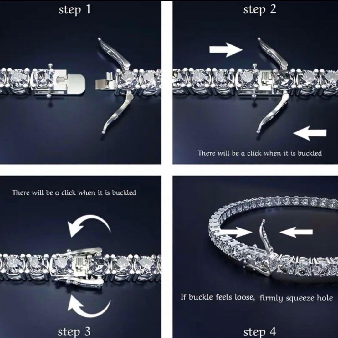 【話題沸騰】モアサナイト×S925 テニスチェーンブレスレット（3mm約5ct）