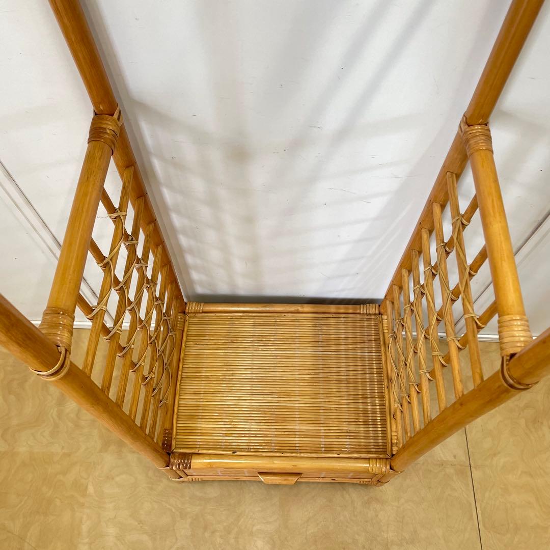 籐ラタン アーチ型 ハンガーラック コートハンガー 引き出し ビンテージ