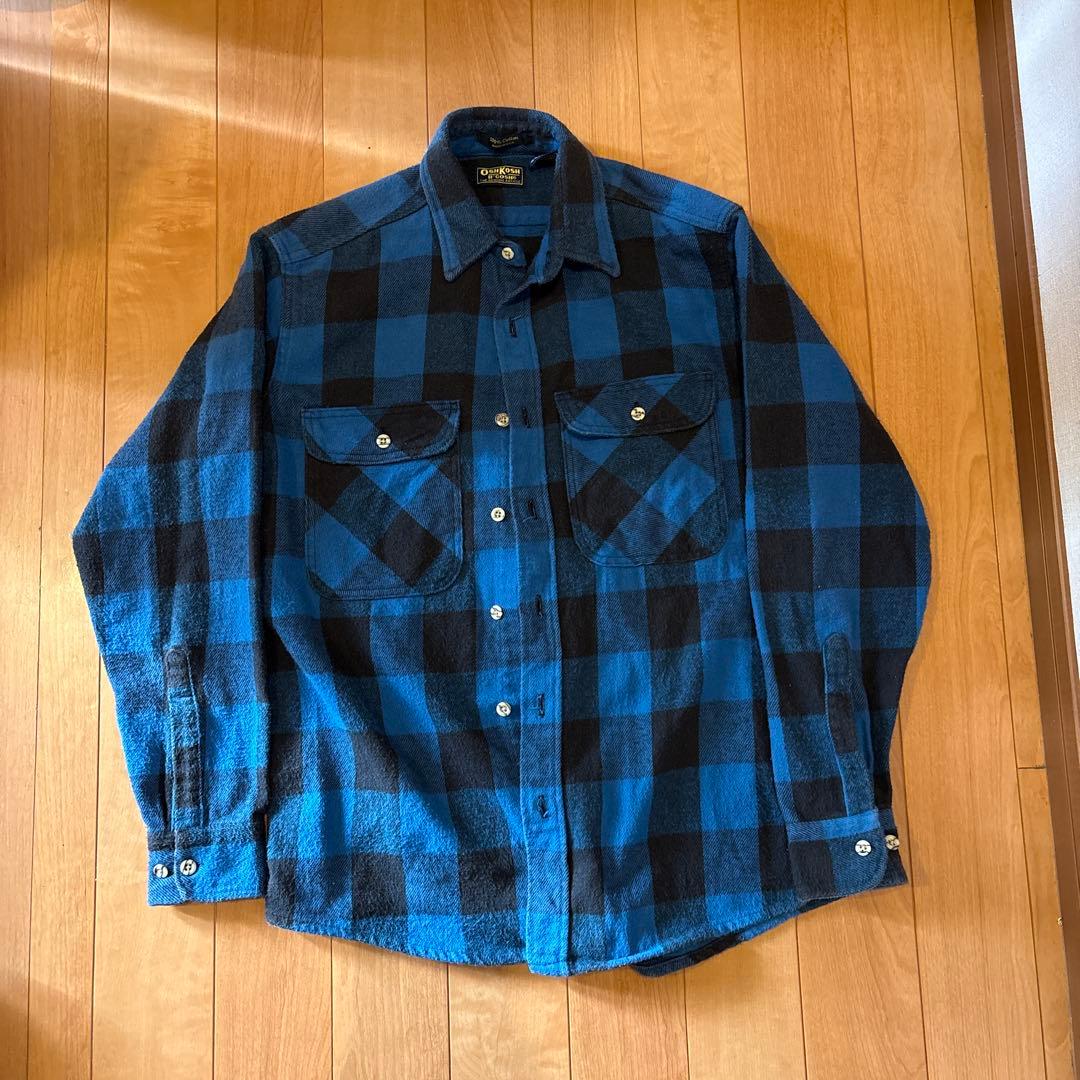 OSH KOSH B'GOSH 青黒チェックネルシャツM made in USA