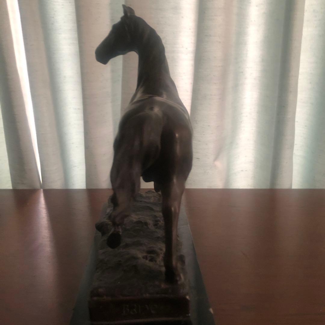 フランス製 ブロンズ馬彫刻 大理石ベース付き 28cm 美術品級