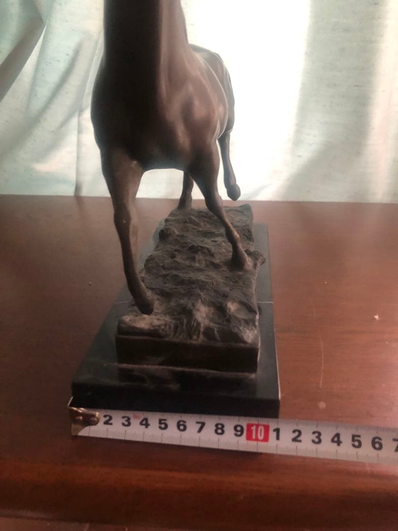フランス製 ブロンズ馬彫刻 大理石ベース付き 28cm 美術品級