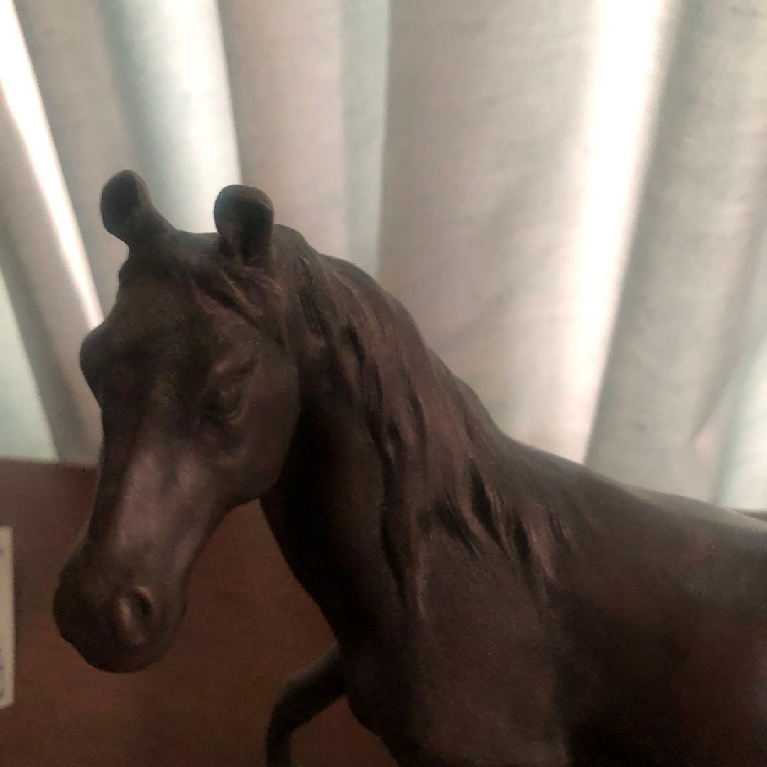 フランス製 ブロンズ馬彫刻 大理石ベース付き 28cm 美術品級