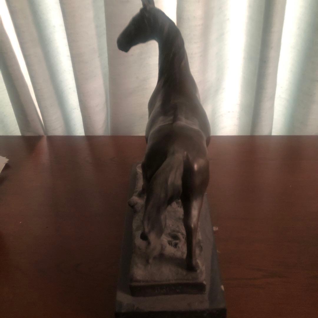 フランス製 ブロンズ馬彫刻 大理石ベース付き 28cm 美術品級