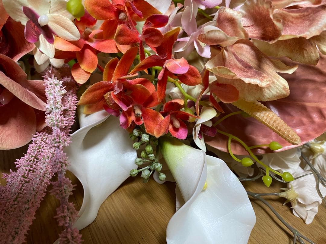 アーティフィシャルフラワー ブーケ ピンク系　ブートニアセット