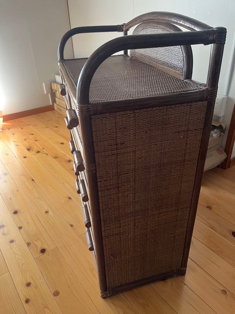 ラタンチェストアンティーク レトロ 昭和レトロ 収納 引き出し 箪笥