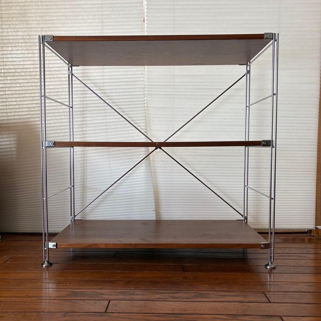 お値下げ中☆ 無印 ステンレスユニットシェルフ ウォールナット 小 ワイド