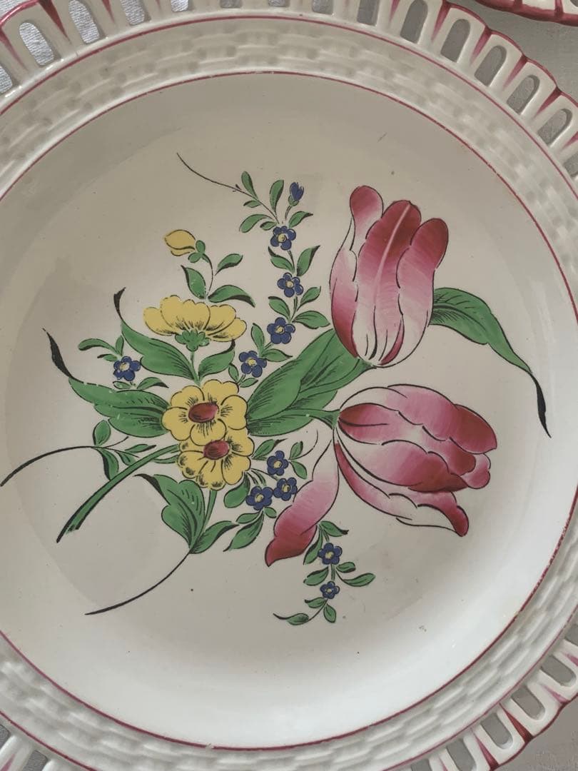 フランスアンティーク　リュネヴィル　パニエプレート　２枚　ブロカント