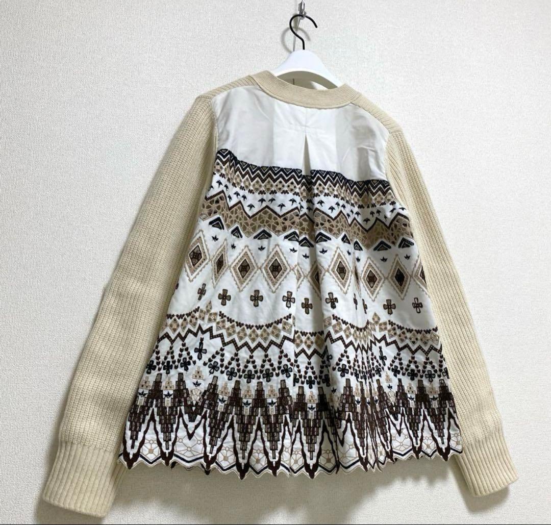 sacai ノルディック柄アイボリーカーディガン 桐谷美玲着