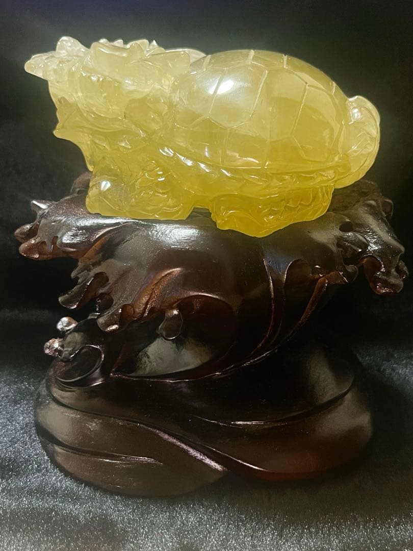 シトリン　天然石　ロングイ　龍亀　財運　彫刻　彫り物　風水　置物　縁起　開運