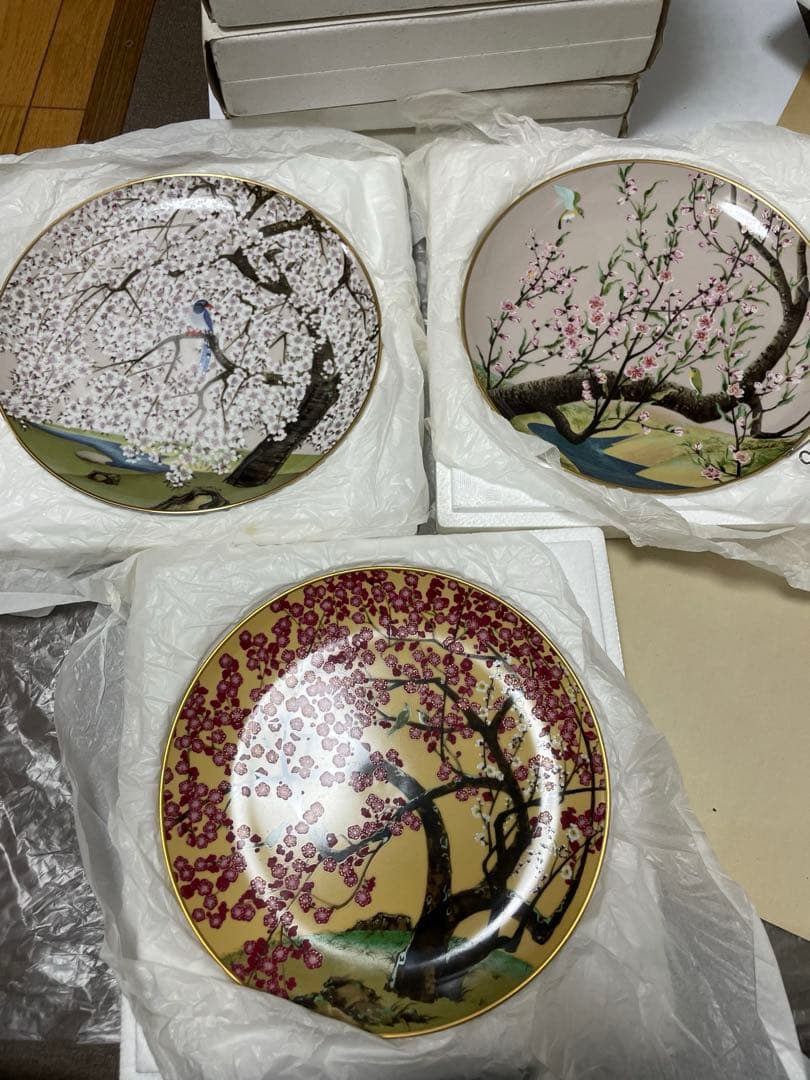 限定版フランクリンポーセリン 花鳥十二ヶ月 神無月 菊に雀 飾皿 絵皿プレート