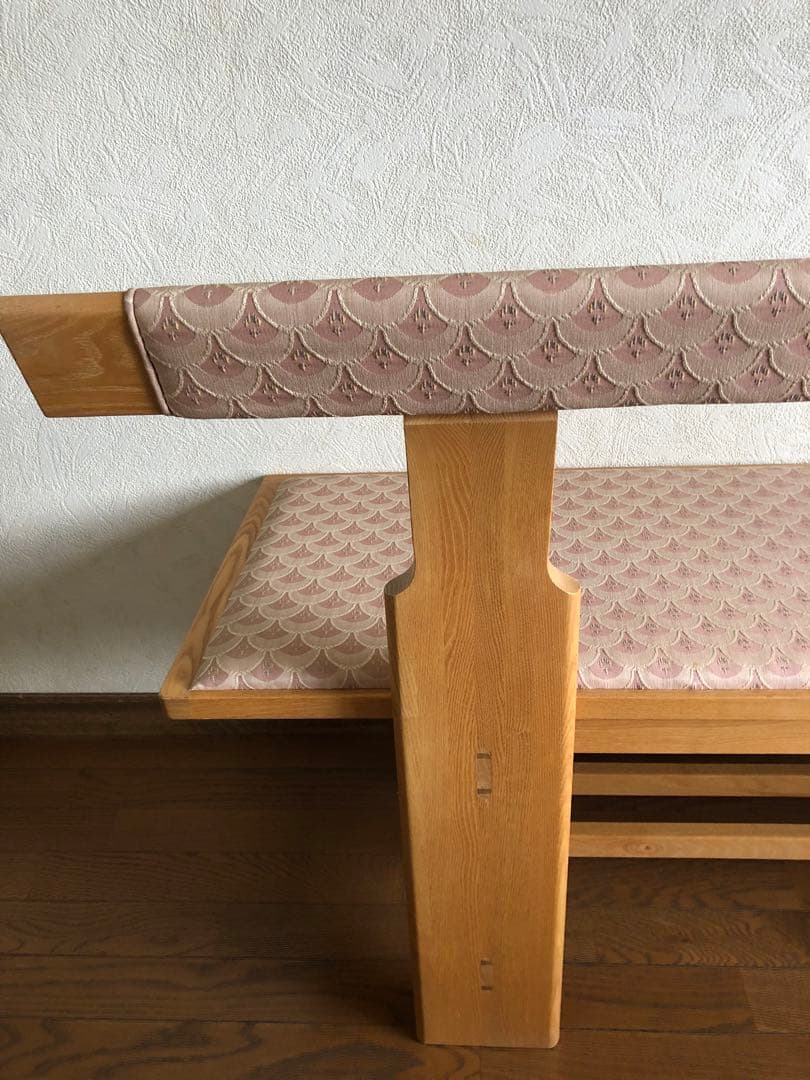 天然木　布貼り　ソファベンチ　3人掛け　組み木　家具　ブランド家具　送料込み