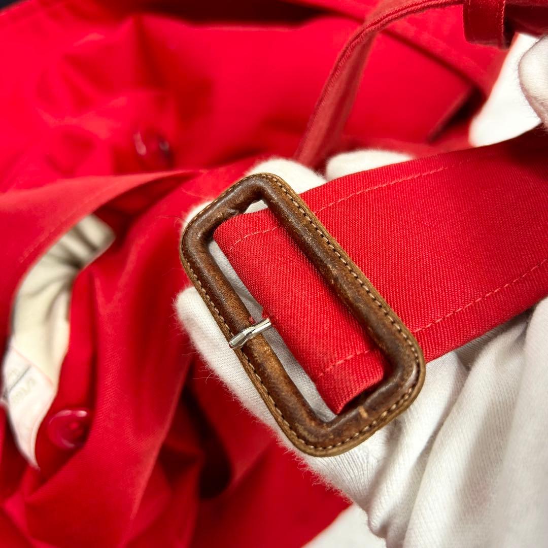 美品 バーバリー マキシ丈 ダブル トレンチコート ライナー ベルト 赤 L