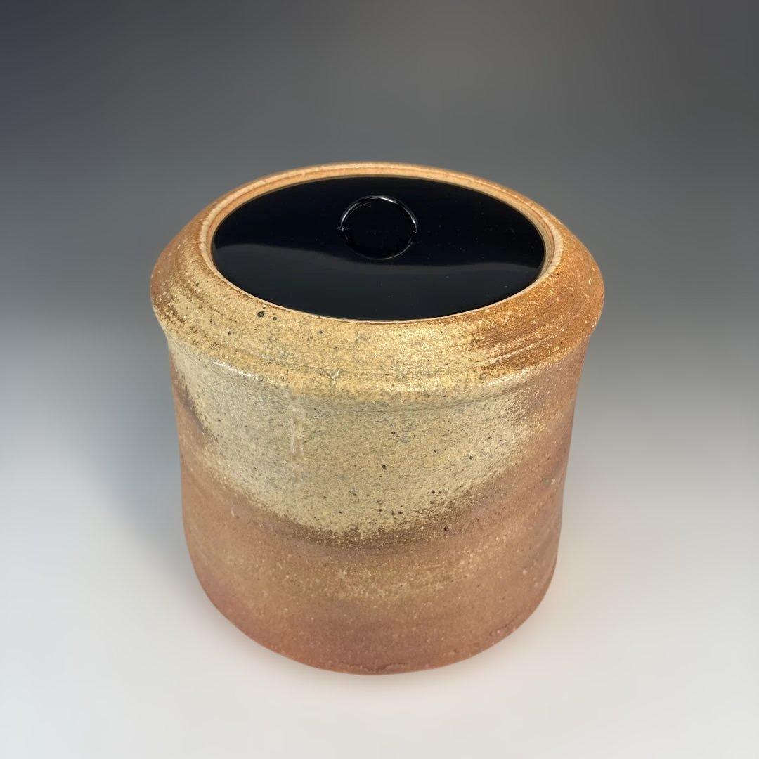 【茶道具】加藤孝三造　利休信楽写水指（共箱）塗蓋付★送料込★