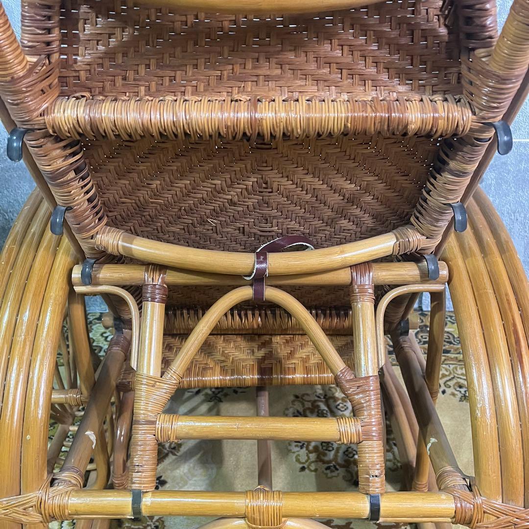꧁籐家具꧂ラタン リクライニングソファ 1人掛けソファ 昭和レトロ アジアン